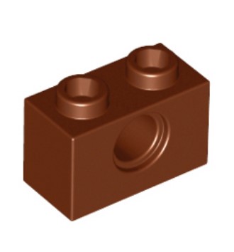 (lego 3700) Кубик для лего 1x2 з 1-м отвором під пін-Brown