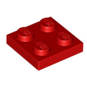 (lego 3022) Пластина LEGO 2 x 2_red